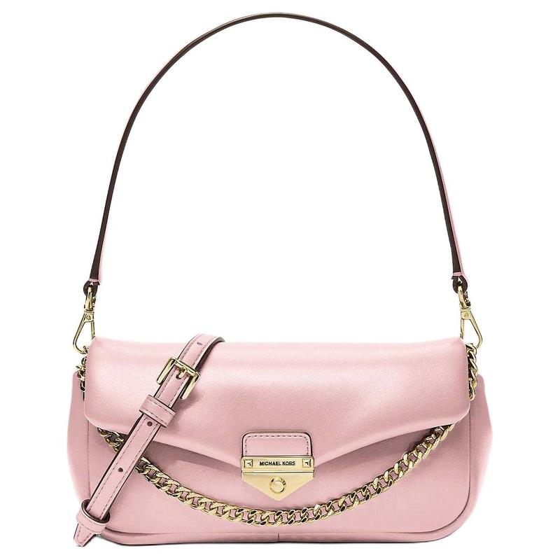 MICHAEL KORS Soho Gold Hardware PU Mix Shoulder Handbag Small Women Pink золотой