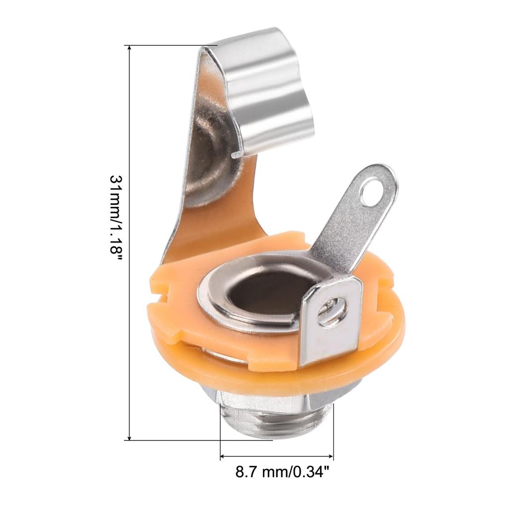 Uxcell Guitar Input Stereo Jack Mono Panel Mount for and Footswitches 8-Pack Jacks, 1/4" Sockets, Silver, Guitars, Basses, Speakers,