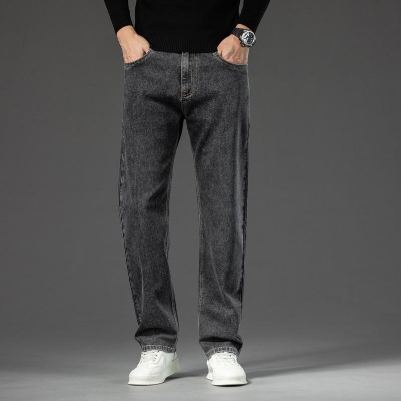 

Men s Spring and Autumn Plus Size Straight-leg Jeans Business Casual Stretch Denim Pants 44