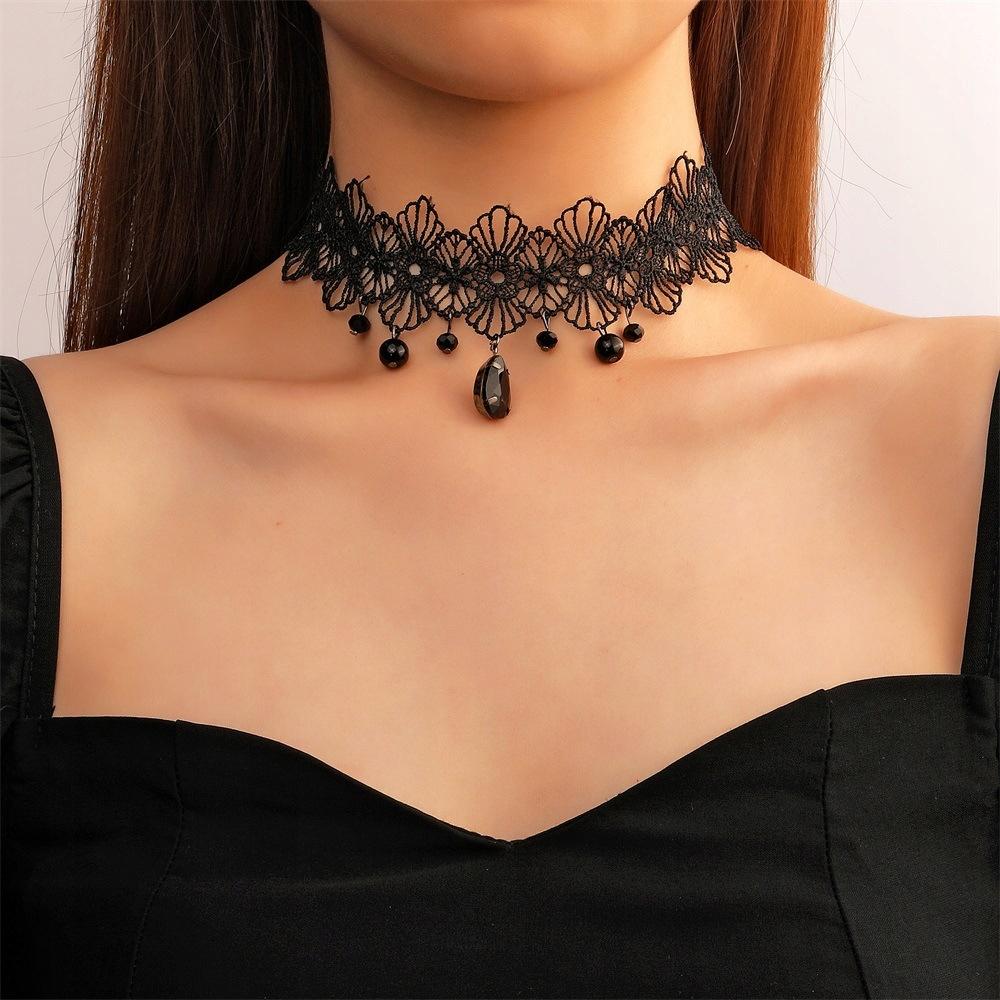 Gothic Lace Choker Neck Embroidery Black Gothic Necklace Ch11