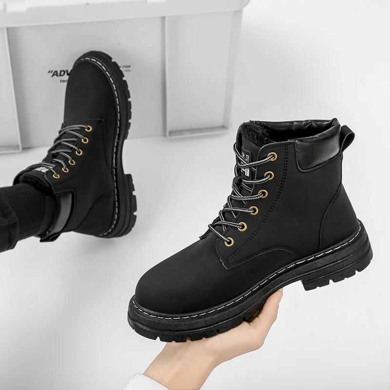 High Boots Men Casual Sneakers Work Shoes Mens Ankle Boots Leather Booties Man Brown Boot Dress Booty Man Free Delivery Shoes