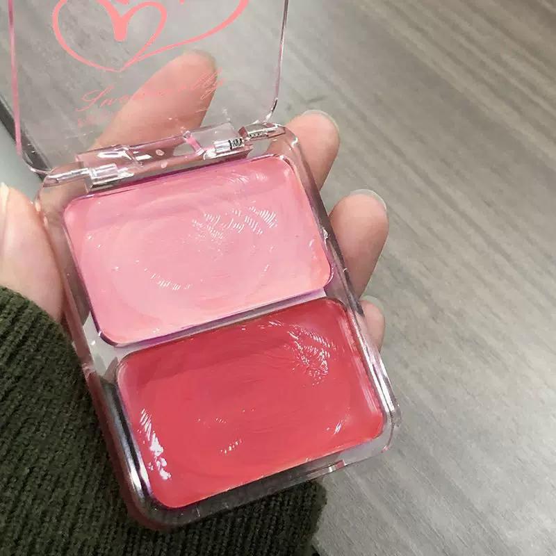 Water-Glossy Skin Blush Cream, Dual-Color Combination, Multi-Use Highlighter, Expansion Color, Natural, Three-Dimensional, Clear, Hydrating Blush