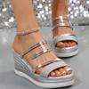 Womens Platform Slippers Wedge Heel Large Size High Heel Roman Sandals Comfortable