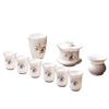 White Porcelain Tea Bowl Suet Jade Kung Fu Tea Set Ceramic Cover Bowl Teacup Annual Meeting Business Gift Set Formulation