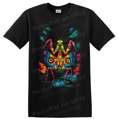 Praying Mantis Butterfly Wings Psychedelic Rainbow Insect Art T Shirt Nature Tee