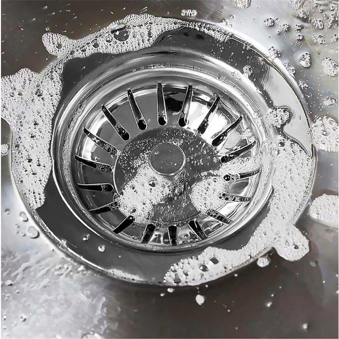 Crépine d'évier - AIMOONSA - Modèle 80 mm - Acier inoxydable - Joint caoutchouc - Universel anti-bouchage