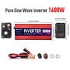 Solar Car Inverters Pure Sine Wave Inverter Portable Multiple Protection 1600W Off Grid Power Converter 12V To 220V for Car Home Laptop Truck