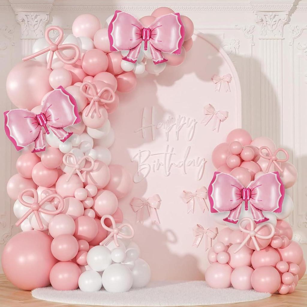 White Balloons Bow Set for Birthday and Valentine's Day Party Decoration