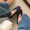 Fashion 2025 New Footwear Shallow Ladies Mary Janes Flats Shoes Luxury Soft Female Square Toe Fashion Silk Women Ballet Flats Shoes