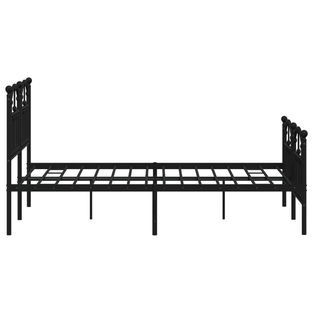 Metal Bed Frame with Headboard and Footboard Black 120 x 190 cm