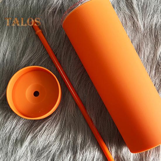 500ml Skinny Tumbler with Lid And Straw Double Wall Sippy Cup BPA-Free Tumblers Insulated Travel Mug for Iced Coffee Reusable Party