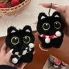 Chirping Squeeze Plush Keychain Cartoon Plush Stuffed Toys Squeak Scarf Black Cat Pendant  Couple