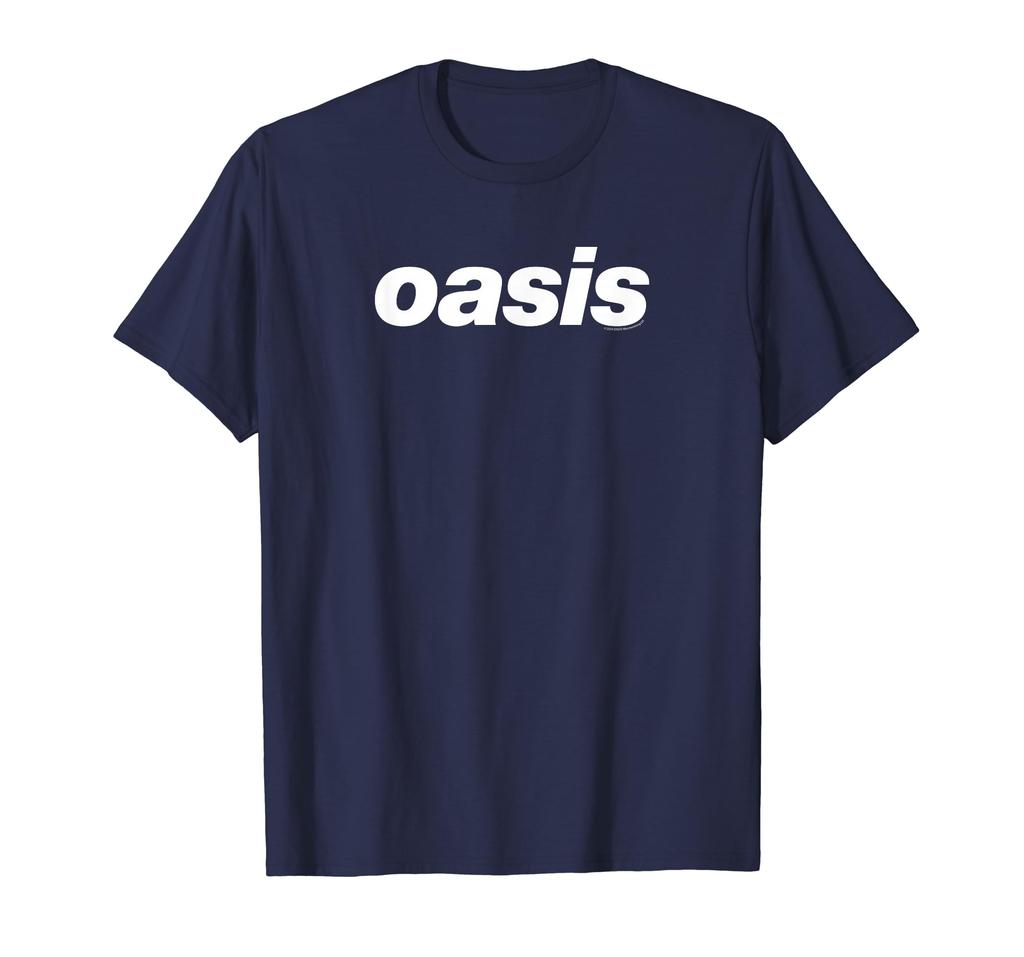 Oasis – White Logo On Navy T-shirt
