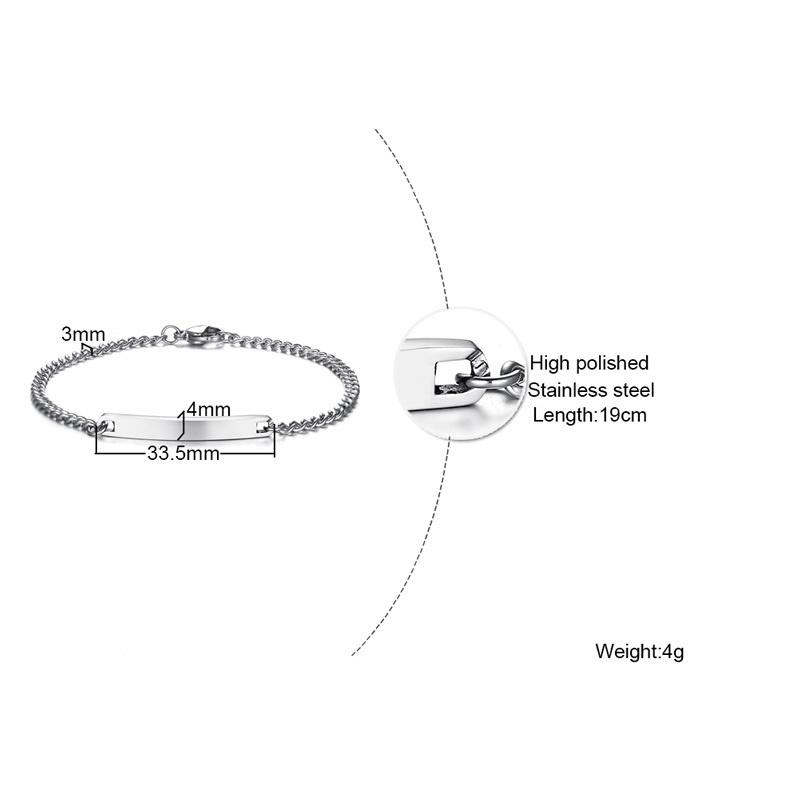 Elegant Personalized ID Bar Bracelets for Women 5mm Thin Stainless Steel Link Chain Custom Quotes BFF Bracelet Gift Jewelry