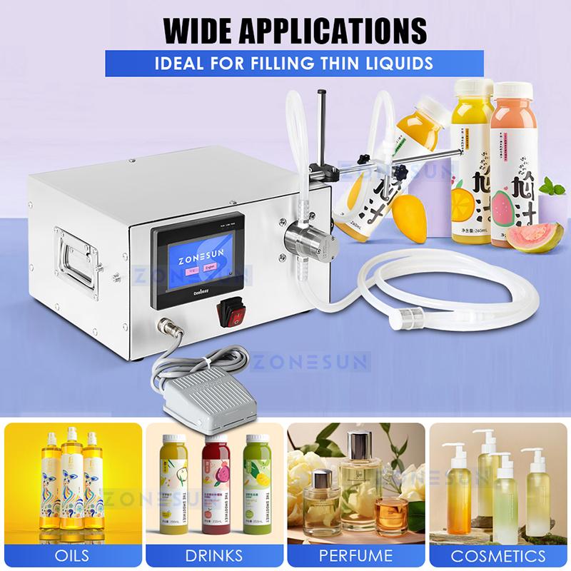 ZONESUN ZS-MPZ1 Magnetic Pump Liquid Filling Machine Semi-Auto Bottle Filler for Water & Juice Packaging