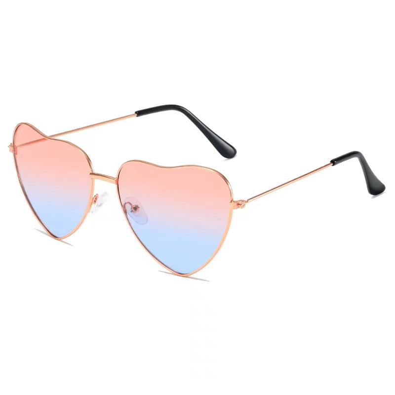 Korean Style Retro Peach Heart Sunglasses with Ocean Lens - Unisex Fashionable Heart-Shaped Eyewear