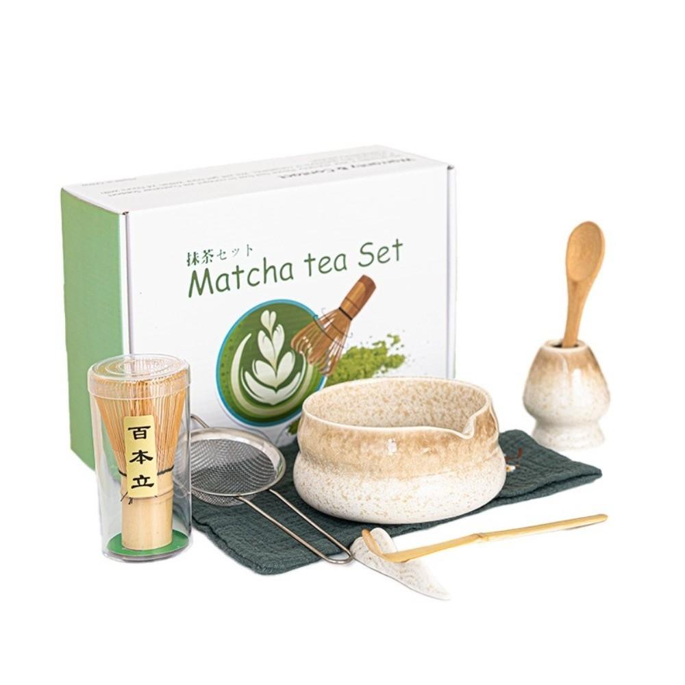 Matcha Spoon 4-piece Matcha Bowl Set Bamboo Ceramic Tea Set Accessories Ceramic Japanese Matcha Tea Set Tea-Making Tools