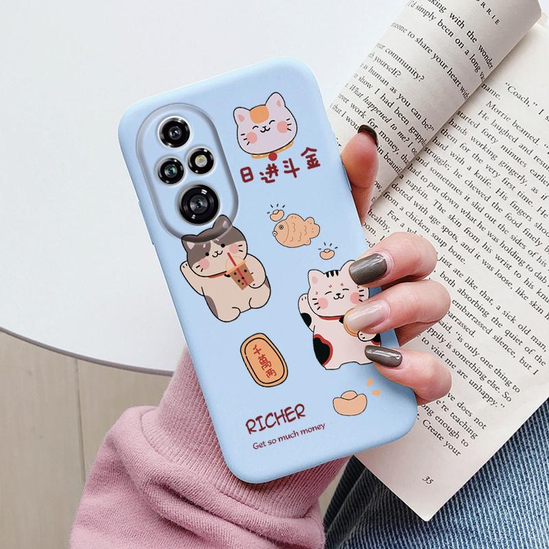 For Honor 200 Pro Case Phone Cover Popular Flower Lovely Cartoon Cat Soft Silicone TPU Funda For Honor 200Pro Protector Bumper