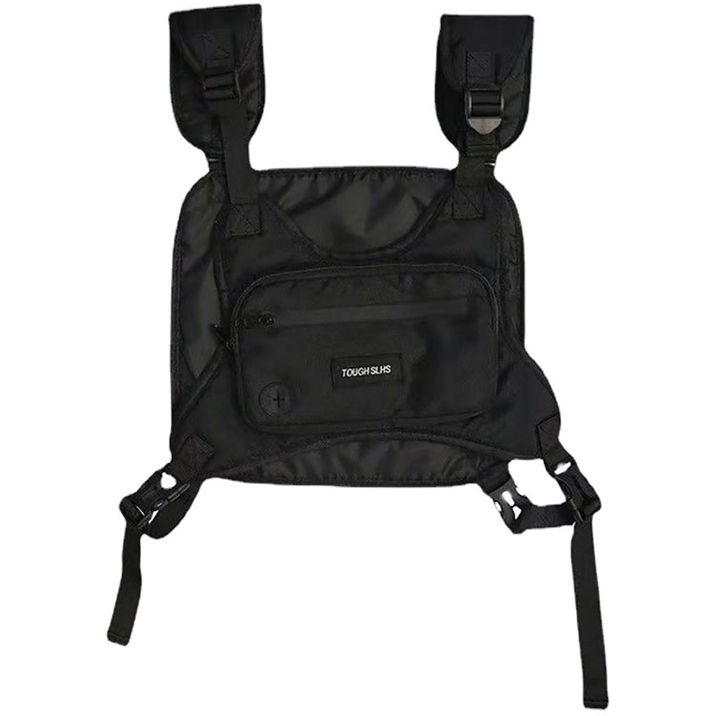 Sac Chest Rig Design Réfléchissant Sac Gilet Tactique Résistant à l'Usure Multiples Poches Sac de Poitrine pour Étudiants Sac à Dos Streetwear Hip-Hop