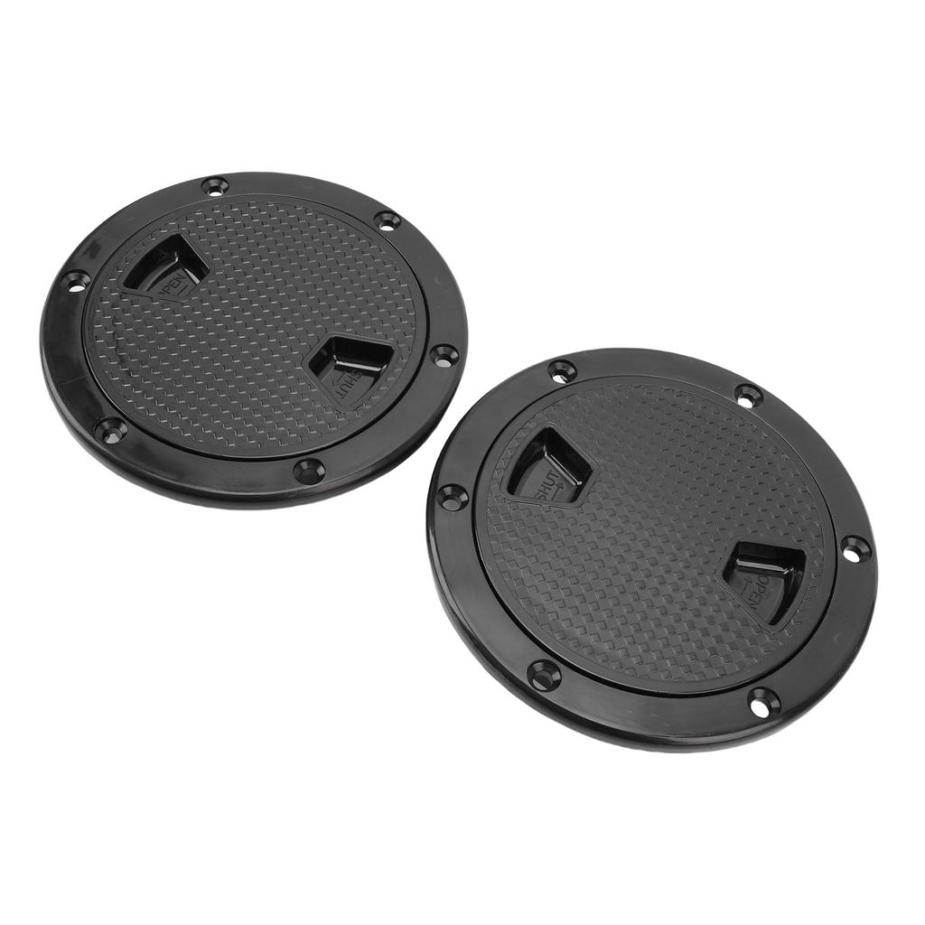 2PCS Boat Hatch Deck Plates Non Slip Round Shape Thickened Rubber Ring Inspection Deck Plate with Detachable Cover White