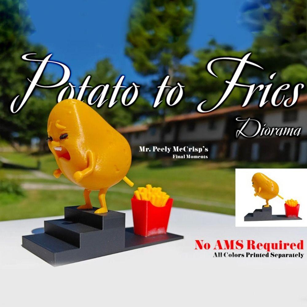Potatoes Become French Fries 3D Printed Ornaments Fuuny Small Sculpture Hot Home Decoration  Home