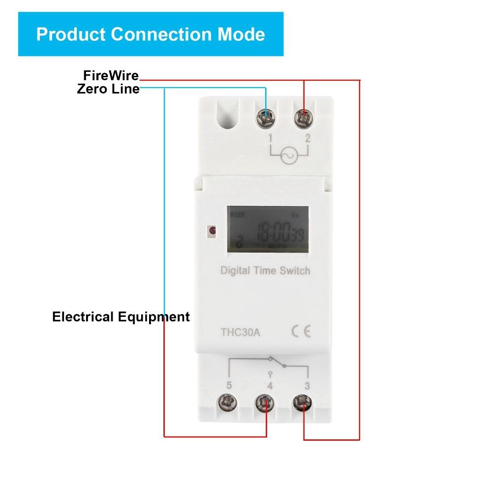 THC 30A Programmable Digital Timer Switch 220V 7 Day Electronic Time Control 1-168h Rail Mounting Weekly Programmable Timer