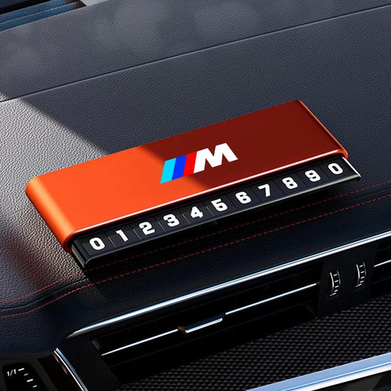 LJFJN1 Car Sticker Aluminium Alloy Car Temporary Parking Card Phone Number Plate For BMW M Emblem M3 M5 X1 E46 E36 E34 F10 E90 F30 E60