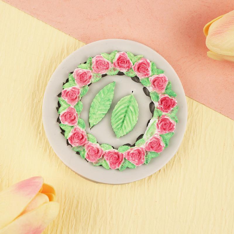 Silikonform för DIY Rosblad Spegelram Fondant Bakform Tårta Chokladform