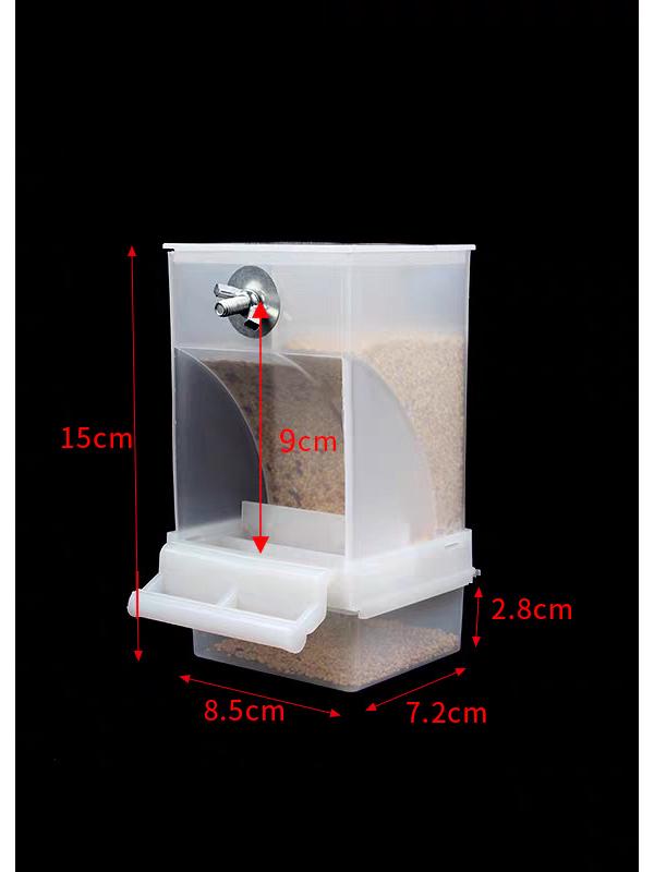 Papageien-Futterspender mit Auslaufschutz und Hülsentrennung für Nymphensittiche