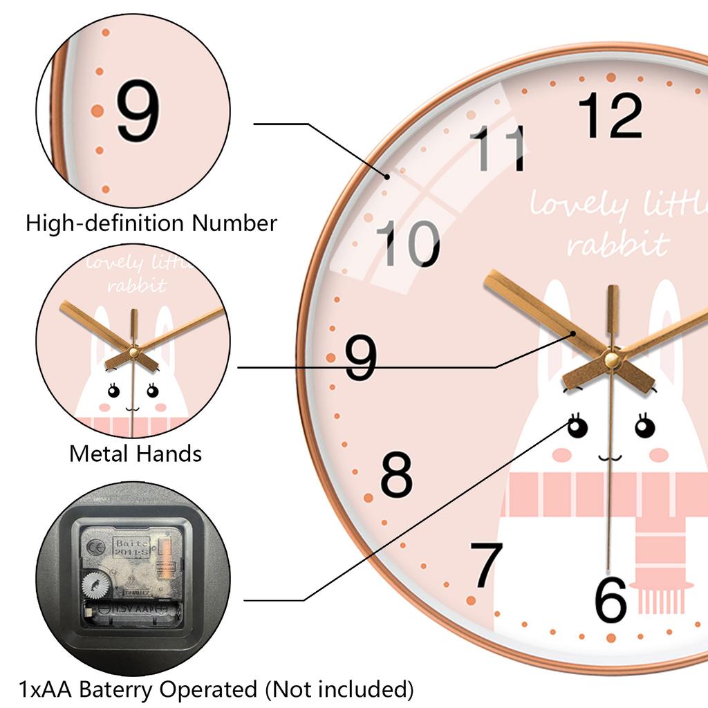 Cartoon Wall Clock Cute Animal Design Silent Quartz Movement Children's Study Rooms Bedroom Interior Decoration 8 10 12 Inch