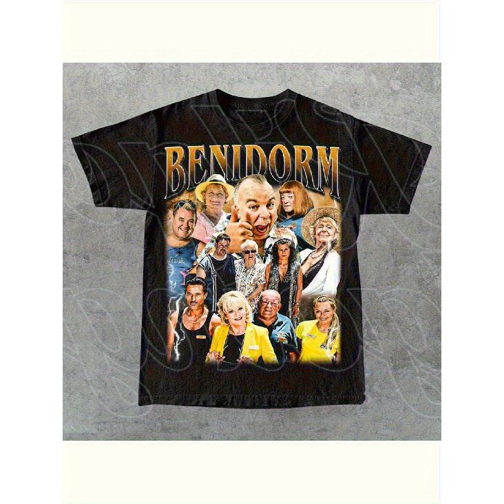 Limited Edition Benidorm TV Show T-Shirt - Official ITV Merchandise with Iconic Characters (Lloyd, Janey, Mick, Geoff) & Logo Print - Black & Yellow S чёрный