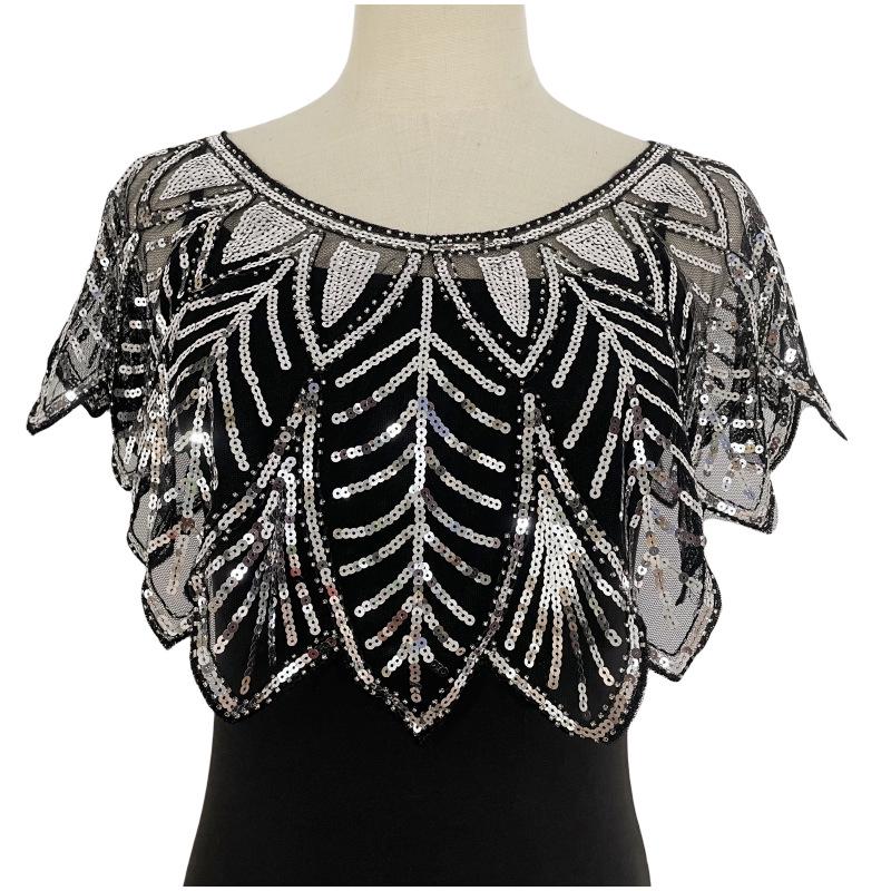 Vintage Sequin Mesh Shawl Cardigan - European Short Formal Party Cape