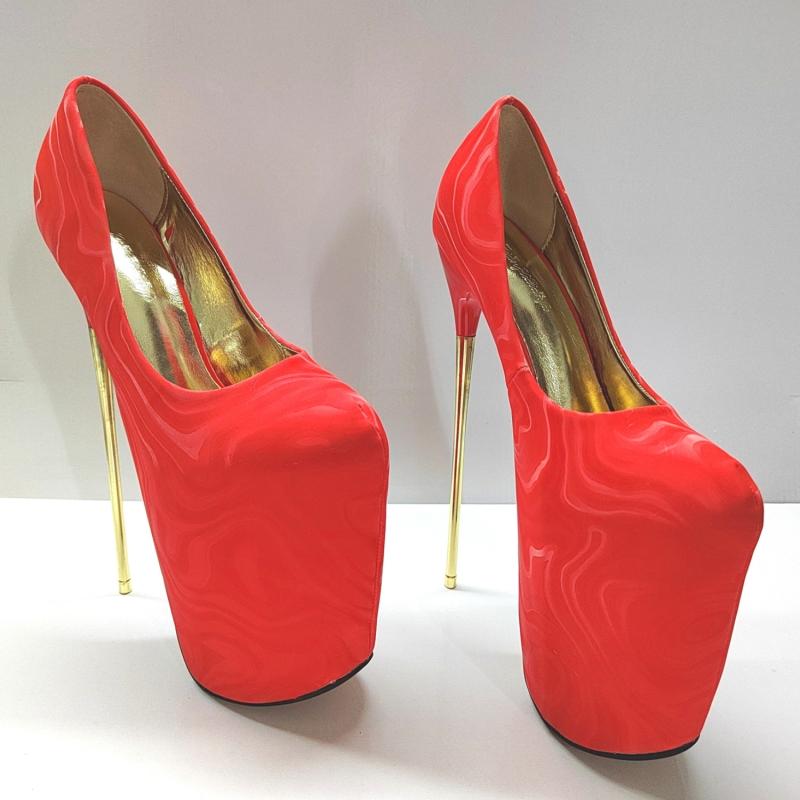 Sexy 19cm Ultra High Heels Stripper Party Shoes Woman Luxury Metal Black Red Heeled Platform Pumps Fetish Shoes Big Size 50