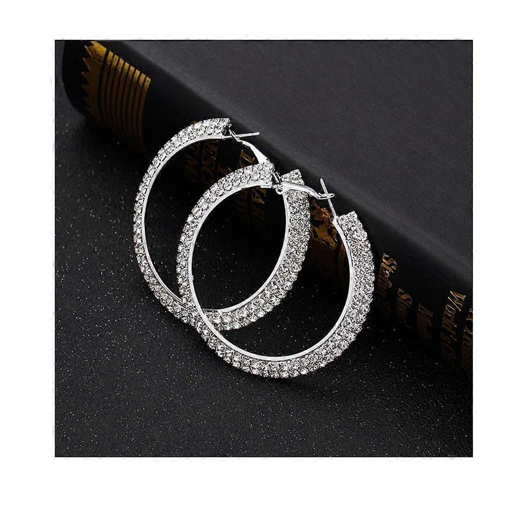 Ladies Premium Quality Round Earing Silver Circle Stones Jewellery Ear Ring Earrings UK