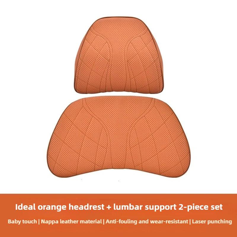 Universal Car Lumbar Support Pillow & Headrest Cushion - Memory Foam Neck/Back Cushion with OEM Car Texture