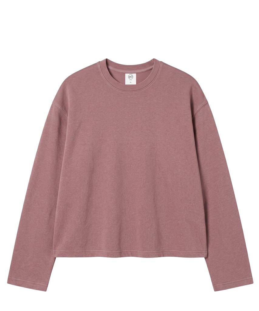 Noming Loose Fit Cropped Pigment Long Sleeve - Burgundy