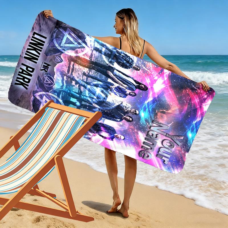Name Custom Linkin Park Print Beach Towel, Large Soft Quick Dry Towel for Beach Camping Swimming