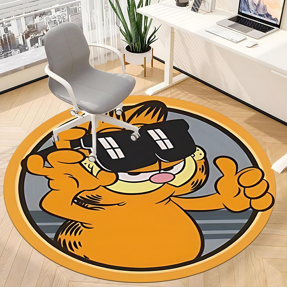 1pc Garfield Cat Office Round Area Rug, Under Office Chairs Bedroom Living Room Home Decor a1022385