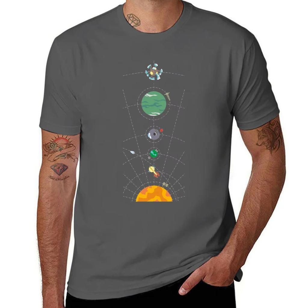 Outer Wilds Hearthian System Map T-Shirt Korean Fashion Plain Sublime Shirts Graphic Tees Mens Tall T Shirts