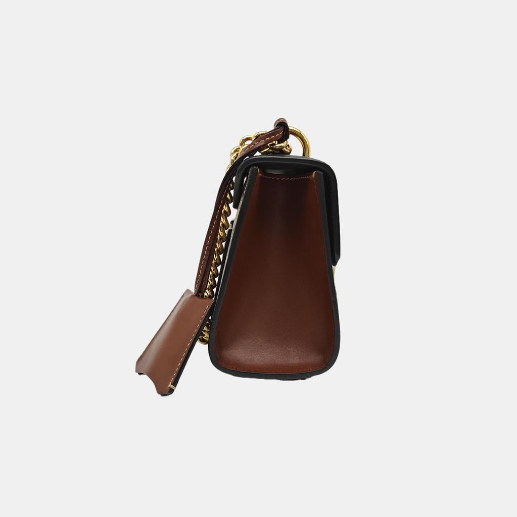 [Pre-Owned] Padlock Moonlight Treasure Box Series Metal Lock Logo Canvas And Leather Crossbody Bag Small - Very Good #A6F0AU