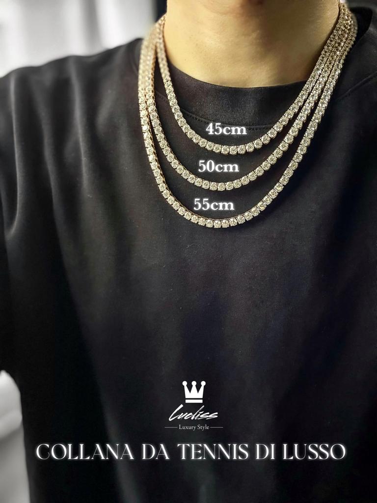 Tennis Chain Tennis Chain Necklace Surgical Stainless Steel 316L Zirconia 5A Hip Hop Jewelry Gold 5mm [Lucliss]