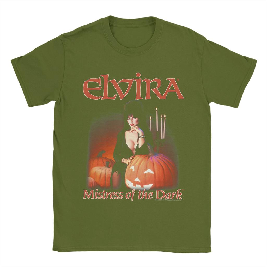 Elvira Mistress of The Dark Pumpkin Halloween Unisexs T Shirts Tee Shirt Short Sleeve Round Neck TShirts 100 Cotton Classic Tops