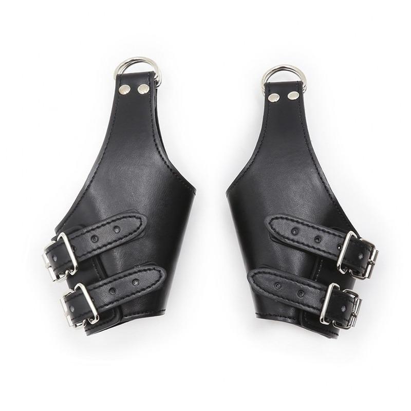 Adult Sex Toys Black Leather Hanging Door Handcuffs Bound Discipline  BDSM Torture Bondage Restraint Chastity