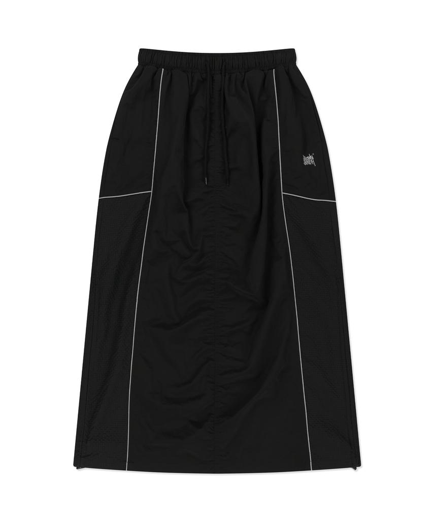 Brown Bless W Tag Shirring Piping Skirt - Black