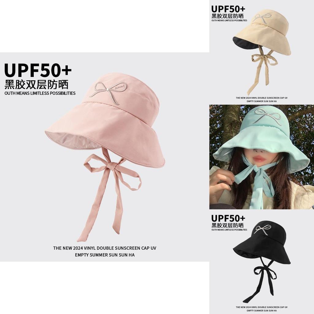 Stylish Solid Color Bowknot Sun Protection Fishing Hat For Women Summer 2024