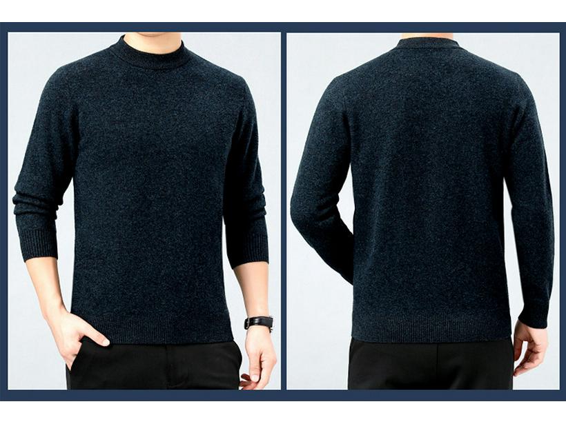 Herren Business Casual dicker Kaschmirpullover - Neuer Stil, Halbhoher Rundhalsausschnitt, 100% Reines Kaschmir, Hochwertige Basisschicht