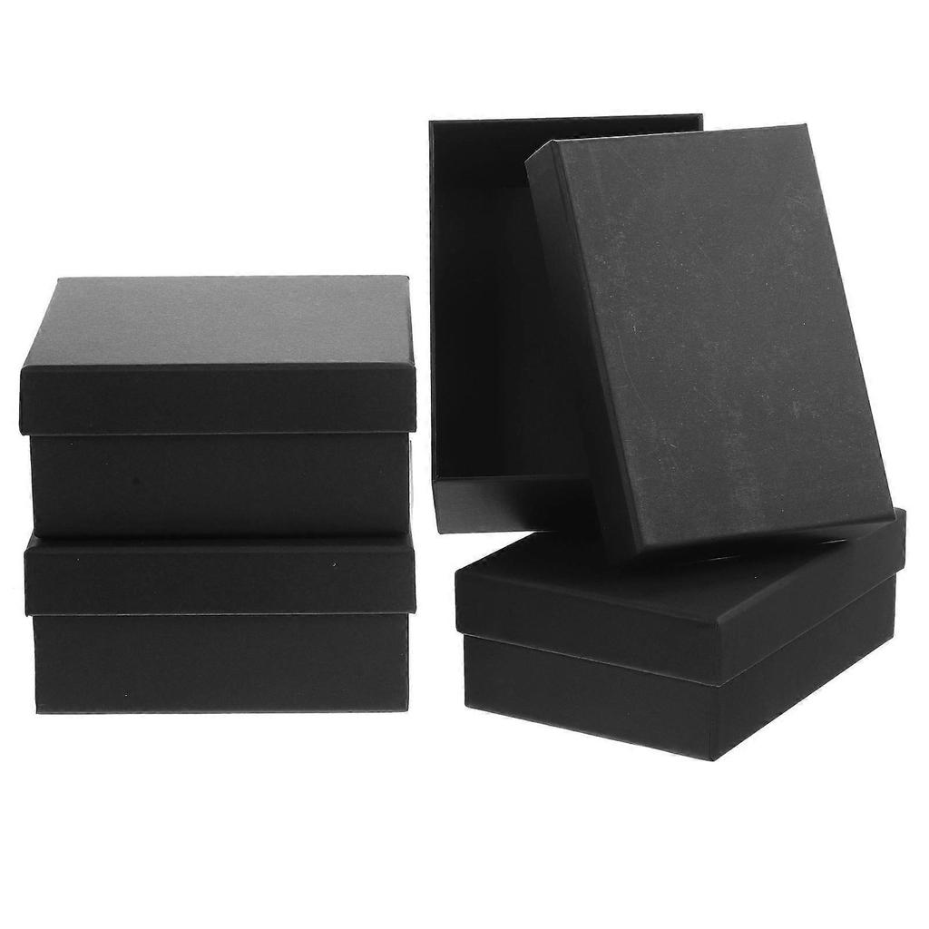 Black Wrapping Box Gift Box Rectangular Shape Elegant Design For Christmas And Valentine's Day 4Pcs