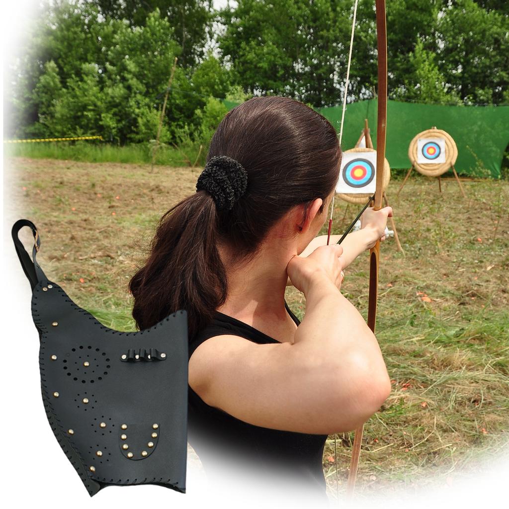 Traditional Bow Quiver Bag PU Archery Bow Storage Bag Wear Resist Rivet Bow Carry Shoulder Bag Bow Training Accessories