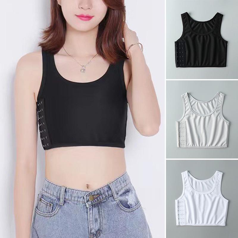 

1PC Нижнее белье Бесшовный короткий жилет Боковая пряжка Плоская грудь Cami Top Tank Top Binder Корсет Плюс Размер