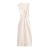 Fashion Style 2024 Autumn New Women's Clothing Elegant Knot Trim Linen Blend Mid Length Long Length Dress 8723418